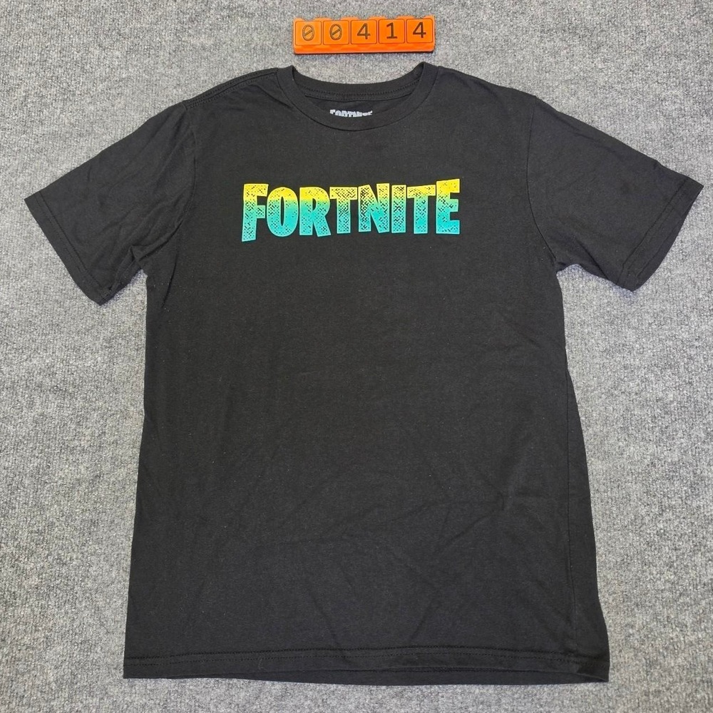 Fortnite black cotton & polyester tee with blue & yellow gradient logo,2XL (18)